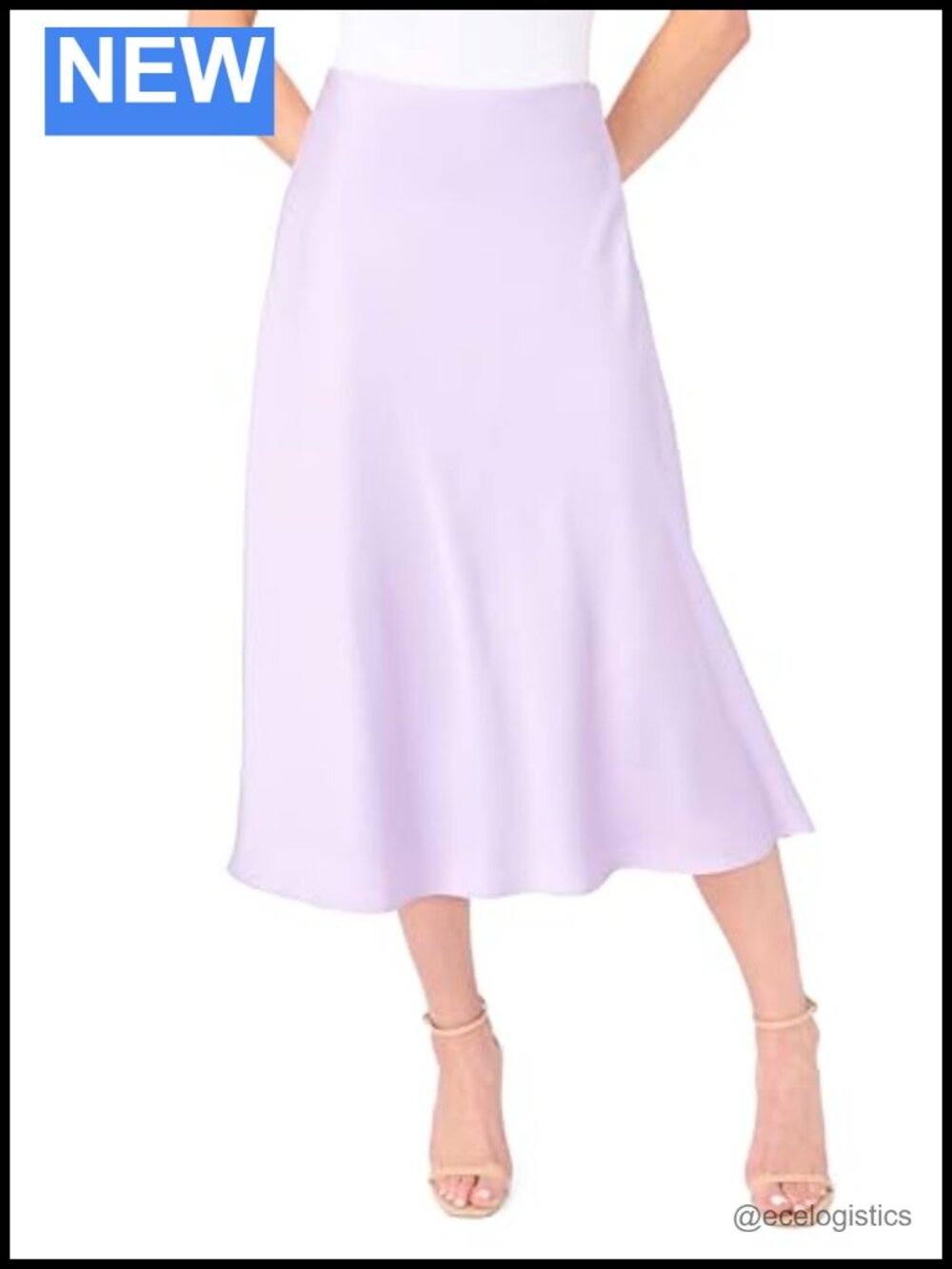 Satin Bias Cut Midi Skirt High Rise Lined Women's